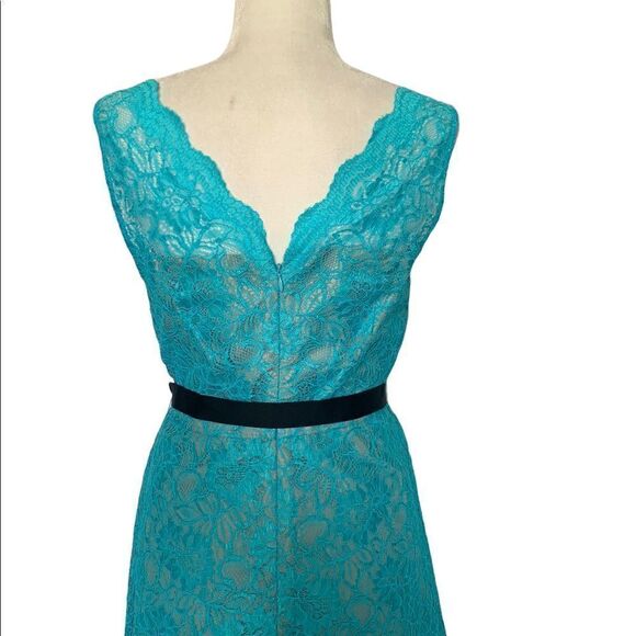 Calvin Klein Blue Lace Fit and Flare Dress | Size 8 - Picture 8 of 10